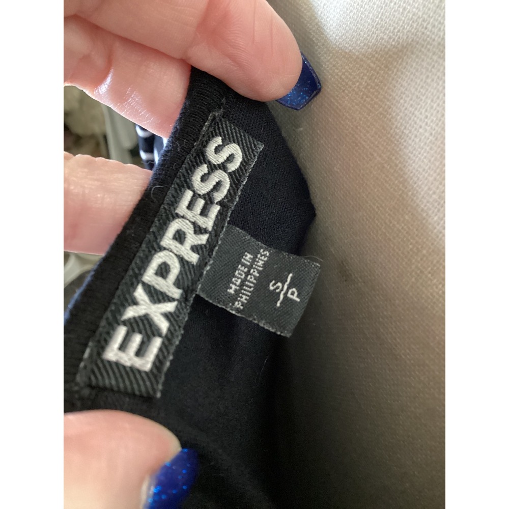 Express Black and White Striped Blouson Waist Sleeveless Dress Small 90130 - Picture 4 of 5